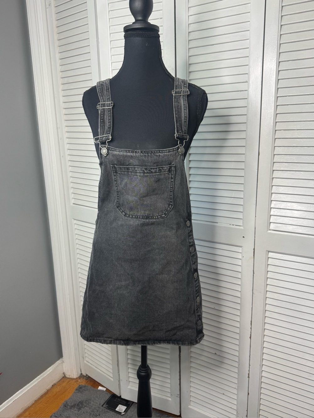 Free People Women Rocky Mountain Denim  Acid Wash  Grunge Edgy Jumper Dress 2